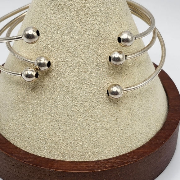 Italy 925 three bracelets trio connected in back Adjustable! STERLING SILVER 3 - Picture 3 of 9